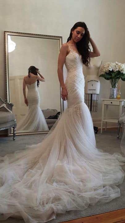 tulle fish tail gown
